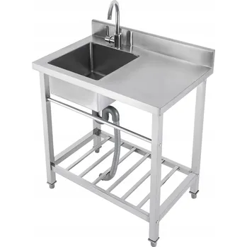 Nerezový dřez NEREZOVÝ DŘEZ S BATERIÍ, VOLNĚ STOJÍCÍ PRAKTICKÝ DŘEZ 45X40X22CM