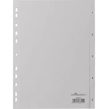 Durable 6505 rejstřík DIN A4 1-5 polypropylen šedá 5 karet vyražené otvory 650510