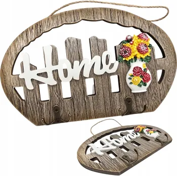 Věšák OZDOBNÝ VĚŠÁK NA KLÍČE A OBLEČENÍ HOME RUSTIKÁLNÍ RETRO 27x17 CM