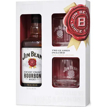 Rum Jim Beam White 40% 0,7 l (dárkové balení 2 sklenice)