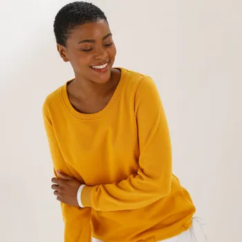 Dámská móda Moltonová mikina se šňůrkou na stažení kari 54