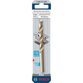 Vrták Bosch Vrták do kovu PRO Stainless Steel HSS-Co, 7,5 × 69 × 109 mm Professional (2608577608)