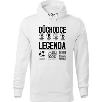 Pánská mikina DOBRÝ TRIKO Pánská mikina s potiskem Důchodce legenda Velikost pánské mikiny: XL, Barva: Bílá