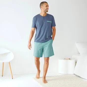 Pánské kraťasy Pyžamo se šortkami a tuniským výstřihem modrá šedá/bledě modrá 97/106