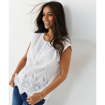 Dámská halenka Madeirová halenka s krátkými rukávy bílá 48