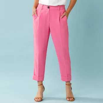 Dámská móda Splývavé 7/8 kalhoty pro menší postavu růžová 44