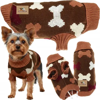 Dámský svetr SVETR pro psa kočku na zimu, teplé oblečení GOLF, svetr s kostkami, gumičky M