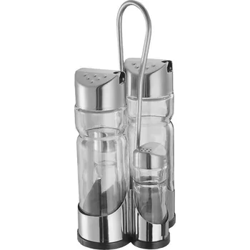 Nádoba na olej a ocet Slánka a pepřenka + nádobka na olej a ocet skleněný se stojánkem nerez