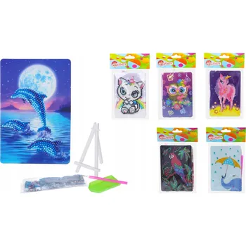 kreativní sada Kreativní set diamond painting 10x15 cm MIX + stojánek