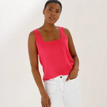 Úpletový top se čtvercovým výstřihem fuchsie 54