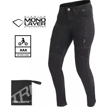 Moto kalhoty Dámské džíny na moto Trilobite Parado monolayer Aaa slim fit ladies jeans black (Prodloužené) - 28 / černá