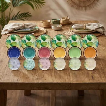 Talíř TOGNANA Jungle Multicolor 18 ks. - sada porcelánových talířů pro 6 osob