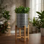 MONDEX AVA BLACK 18 cm Květináč / obal na květiny, keramický, na stojanu