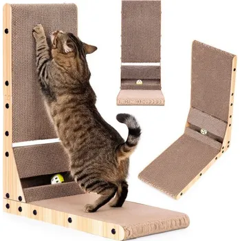 Rohové kartonové škrabadlo pro kočky s hračkou