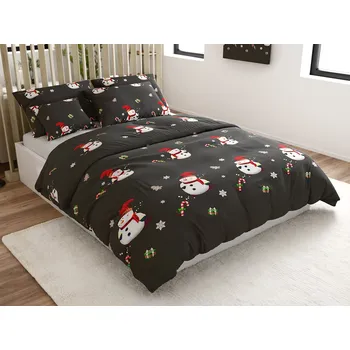 Povlečení Povlečení z mikrovlákna BÍLÝ SNĚHULÁK černé Rozměr povlečení: 70 x 80 cm | 140 x 200 cm