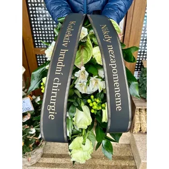 Smuteční dekorace Smuteční kytice s anturií 10 bílých růží - rozvoz Praha