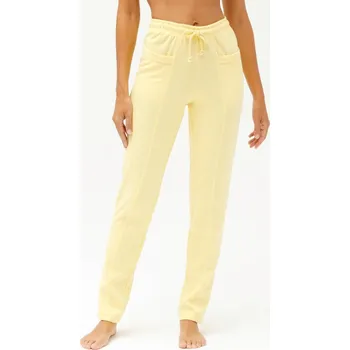 Pánské oblečení Jednobarevné moltonové dlouhé kalhoty žlutá 56