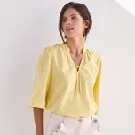 Halenka s výšivkou a 3/4nabíranými rukávy žlutá 36