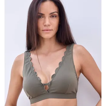 Dámské plavky Plavková trojúhelníková podprsenka Gaona s vlnkovaným zakončením, bez kostic khaki 44