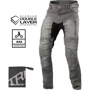 Moto kalhoty Pánské kalhoty Trilobite Parado doublelayer Aaa slim fit light grey level 2 (Prodloužené) - 38 / šedá