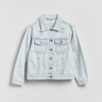 Dívčí oblečení Reserved - Džínová bunda se sepraným efektem - modrá - 344HN-05J - 344HN-05J-152
