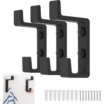 Věšák 3x ČERNÝ VĚŠÁK NA OBLEČENÍ DO PŘEDSÍNĚ, JEDNODUCHÝ LOFT STYL