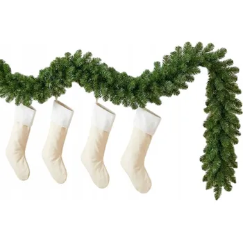 Vánoční dekorace VÁNOČNÍ GIRLANDA HUSTÁ TMAVĚ ZELENÁ ŘETĚZ NA STROMEČEK 270CM GL001