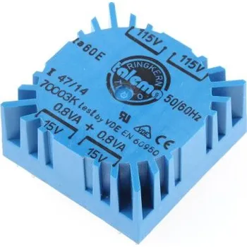 Transformátor Toroidní transformátor, počet výstupů: 2, sekundární napětí: 2 x 15V ac, Plošný spoj, Kolík, 39.6 x 39.6 x 18.5mm