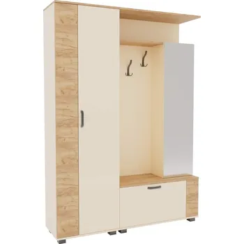 Předsíňová stěna MIRA předsíňová stěna se zrcadlem, Satin / Oak Artisan