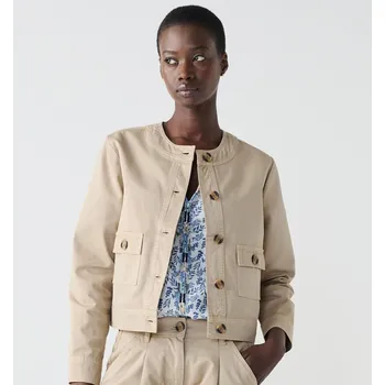 Dámský kabát Krátká keprová bunda na knoflíky béžová 40