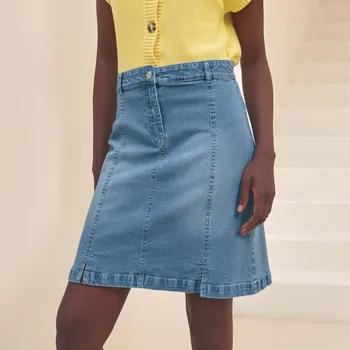 Dámská móda Krátká džínová sukně sepraná modrá 40