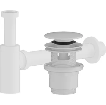 Sifon CERANO - Sifon umyvadlový - plast - DN40/300 mm - s výpustí click-clack s přepadem - plast - 35/50mm - bílá matná