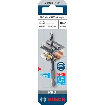 Vrták Bosch Vrták do kovu PRO Metal HSS-G Impact, 4,2 × 43 × 83 mm Professional (2608577571)