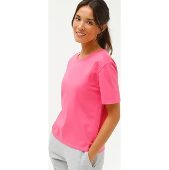 Dámská móda Volné tričko s krátkými rukávy růžová 50