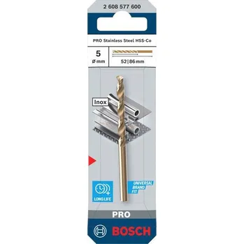 Vrták Bosch Vrták do kovu PRO Stainless Steel HSS-Co, 5 × 52 × 86 mm Professional (2608577600)