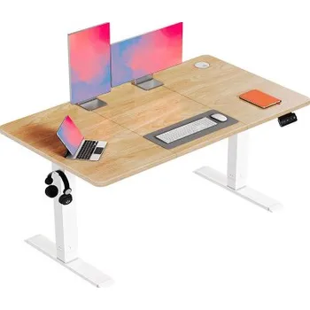 Jednací stůl Výškově nastavitelný kancelářský stůl G-HAD24-0427A-122BG, 120 x 60 cm, béžový - A FLAMAKER