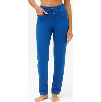 Dámská móda Jednobarevné moltonové dlouhé kalhoty modrá 42/44