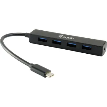 USB hub Equip 128954 USB Hub 4 porty USB-A USB 3.1 Gen1 5 GBit/s s konektorem USB C černá USB-Hub