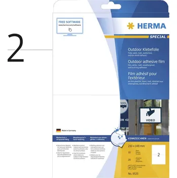 Papír pro tiskárny Herma 9535 210 x 148 mm polyethylenová fólie bílá 20 ks trvalé Fóliové etikety