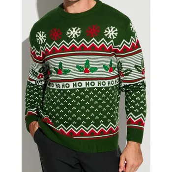 Pánský svetr Sinsay - Svetr s vánočním motivem - zelená - 805FZ-77X - 805FZ-77X-XS