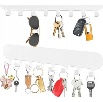 Věšák SAMOLEPICÍ VĚŠÁK NA ZEĎ S 8 HÁČKY BÍLÝ DO PŘEDSÍNĚ