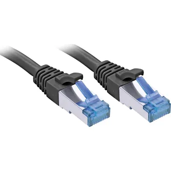 Datový kabel LINDY 47411 RJ45 síťové kabely, propojovací kabely CAT 6 S/FTP 0.50 m černá 1 ks