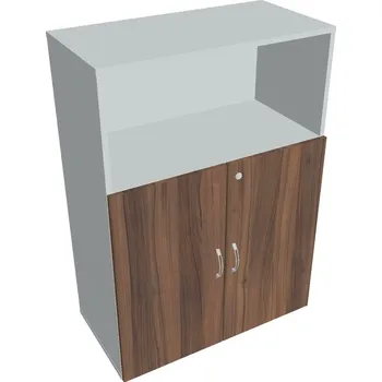 Policová skříň Skříň dveřová DZ 3 80 02 (Jednobodové zamykání) - OŘECH , ŠEDÁ