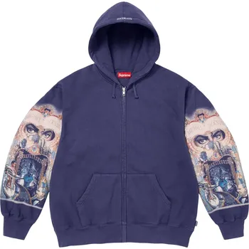 Pánské oblečení Supreme Michael Jackson Dangerous Zip Up Hooded Sweatshirt Washed Navy Velikost: M