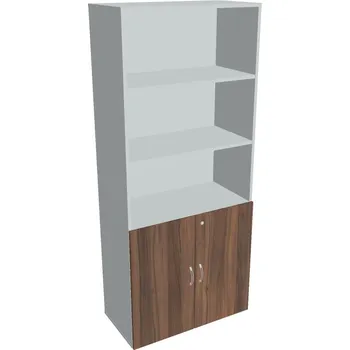 Policová skříň Skříň policová dveřová DZ 5 80 03 (Jednobodové zamykání) - OŘECH , ŠEDÁ