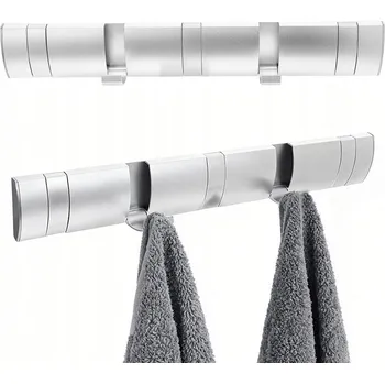 Věšák SKLÁDACÍ VĚŠÁK NA ZEĎ S 5 HÁČKY, LETECKÝ HLINÍK, STŘÍBRNÝ