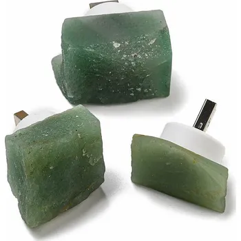 Solná lampa Avanturínová USB lampička zelená cca 3 - 4,5 x 2,5 - 4 cm