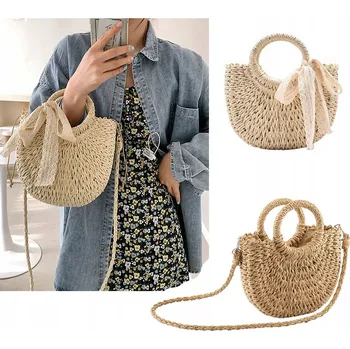 Košíková kabelka PÓŁKSIEŻYC polyester vícebarevná malá se stahovací šňůrkou