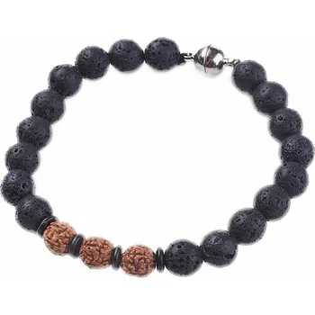 Náramek Lávový kámen náramek s rudrakšou obvod cca 20 cm