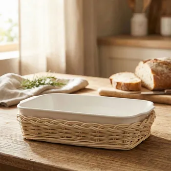 Nákupní košík LA PORCELLANA BIANCA Midollino 30 x 24 cm - proutěný košík / podložka pod tepelně odolnou nádobu na pečení